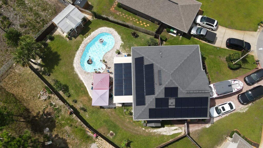 The Hughes Family solar array from above in this residential case study